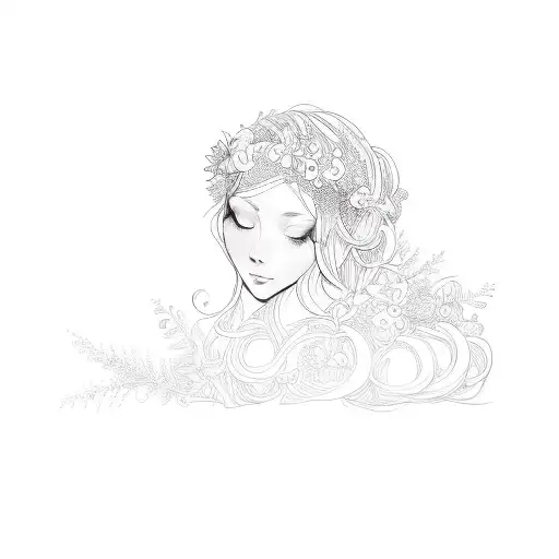 pandora with a wreath on her head tattoo design idea