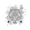 A technology-inspired adventure map with hidden treasures tattoo design idea