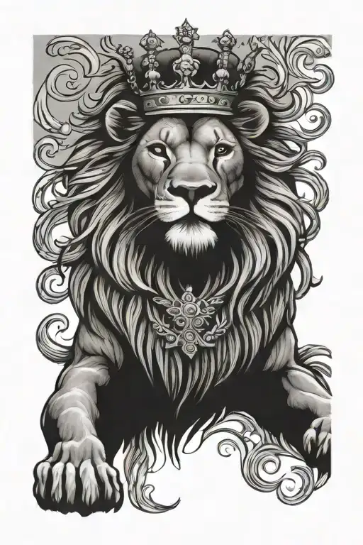 Scottish lion with a crown tattoo design idea