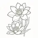 Water Lily flower aster flower and narcissus flower  tattoo design idea