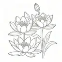 Water Lily flower aster flower and narcissus flower  tattoo design idea