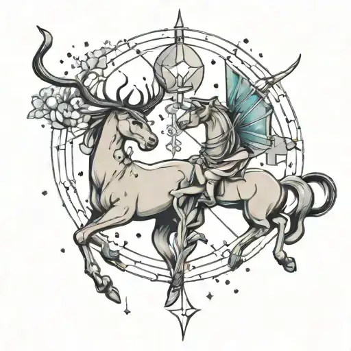 Sagittarius and Capricorn constellation merging tattoo design idea
