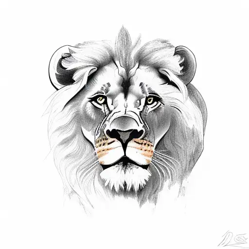 lion looking at cub tattoo design idea