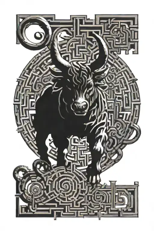 An intricate design of the labyrinth of Minotaur symbolizing overcoming obstacles tattoo design idea