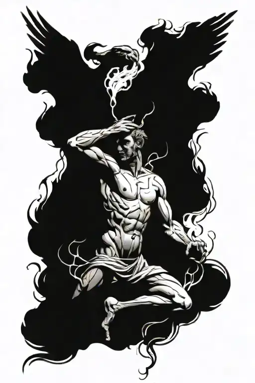 A tattoo of Prometheus stealing fire from the gods as a symbol of empowerment tattoo design idea