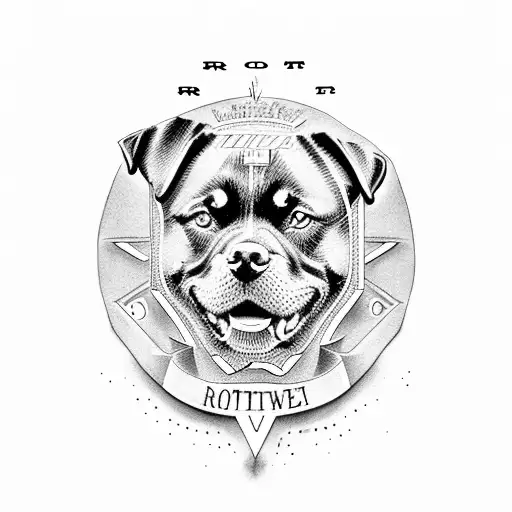 Rottweiler dog with letters src tattoo design idea