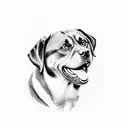 Rottweiler dog with letters s r c tattoo design idea