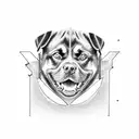Rottweiler dog with letters s r c tattoo design idea