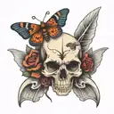 moth skull surrounded tattoo design idea