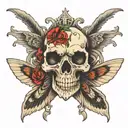 moth skull surrounded tattoo design idea