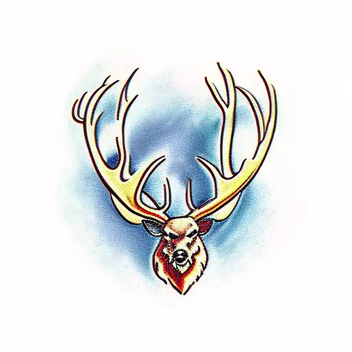 buck antlers tattoo design idea