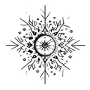 half snowflake,  half clock tattoo design idea