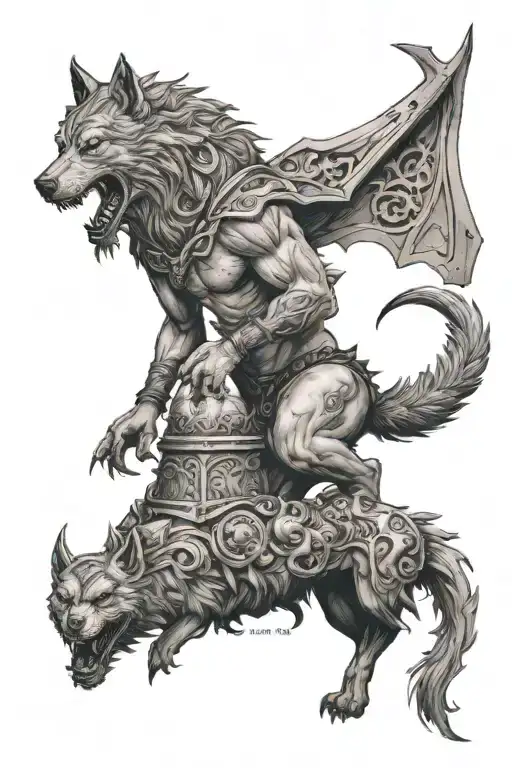 fenrir midgard yılanı ve hel queen of the underworld tattoo design idea