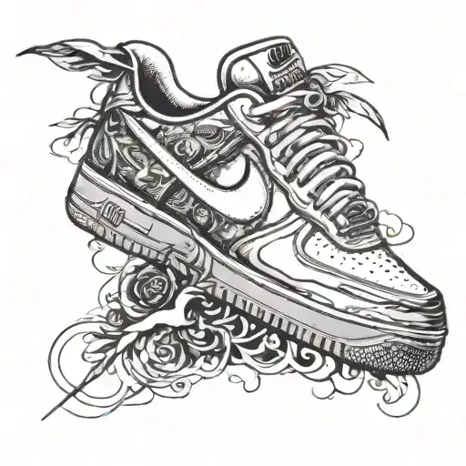 tennis nike air force one slow white  tattoo design idea