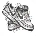 tennis nike air force one slow white  tattoo design idea