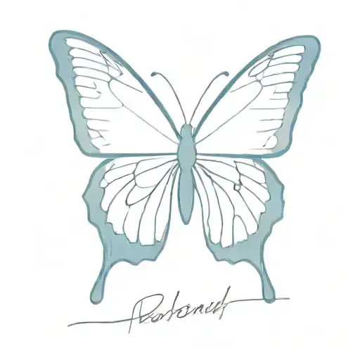 a Polaroid picture of a blue butterfly   tattoo design idea