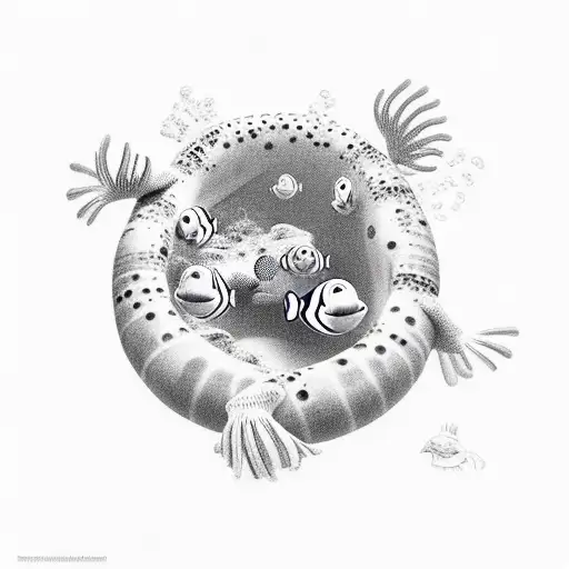 clown fish in anemone nest tattoo design idea