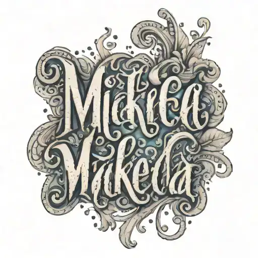 Lettering "Mikaela" "Logan" "Ellie" tattoo design idea