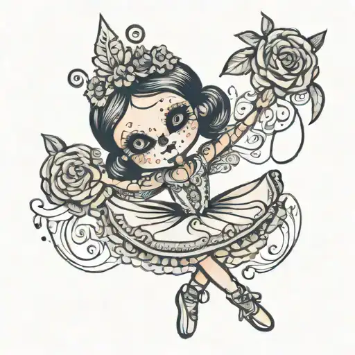 voodoo doll ballerina tattoo design idea