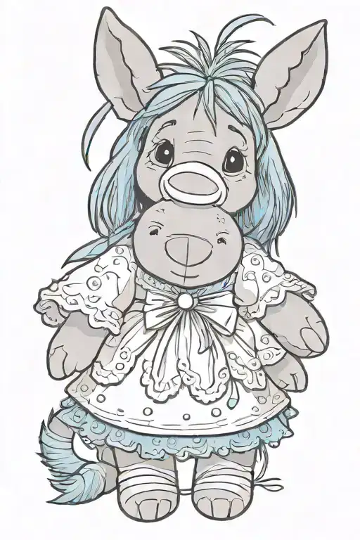 cute voodoo eeyore doll tattoo design idea