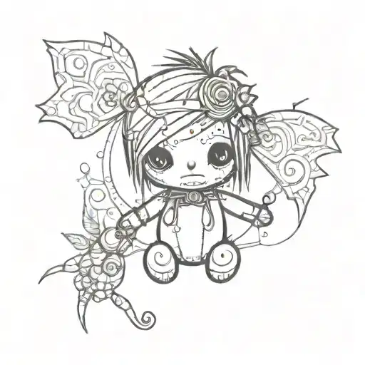 emo voodoo doll animal tattoo design idea