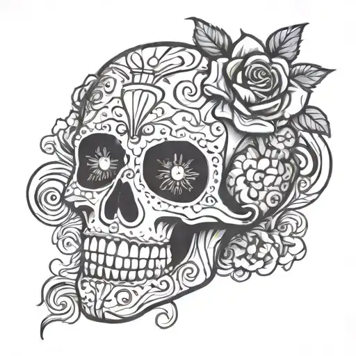 sugar skull voodoo doll tattoo design idea