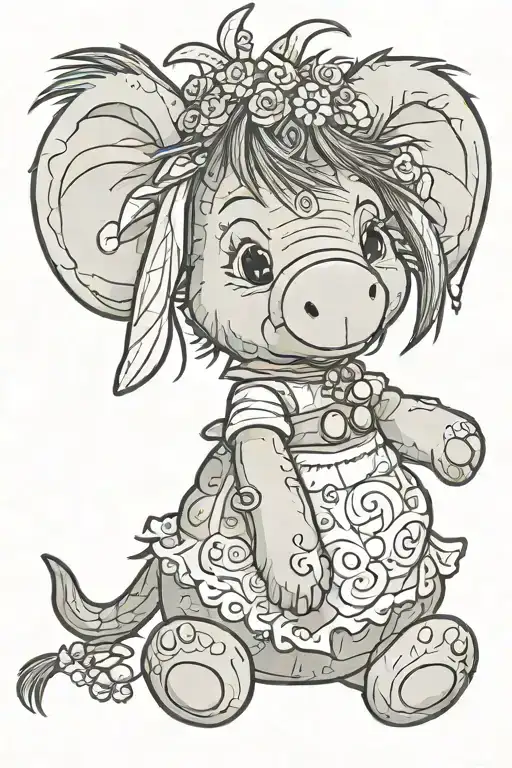 cute voodoo eeyore doll tattoo design idea