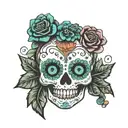 sugar skull voodoo doll tattoo design idea