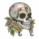 sugar skull voodoo doll tattoo design idea