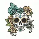 sugar skull voodoo doll tattoo design idea