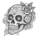 sugar skull voodoo doll tattoo design idea