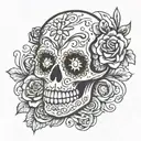 sugar skull voodoo doll tattoo design idea