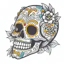 sugar skull voodoo doll tattoo design idea