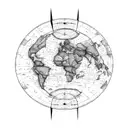 world map with compass and aeroplane tattoo design idea