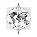 world map with compass and aeroplane tattoo design idea