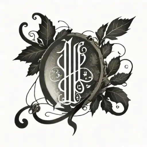 two H one that depicts the good and the strong. write arabic calligraphy on top, and wrap it in barbed wire and plants tattoo design idea