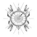 dream catcher with thunderbird in the middle and hanging from an arrow tattoo design idea