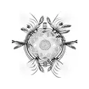 dream catcher with thunderbird in the middle and hanging from an arrow tattoo design idea