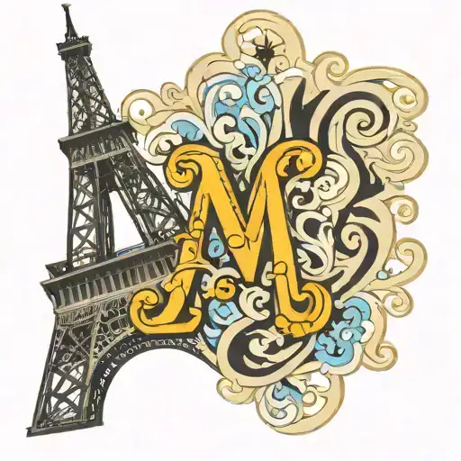 Eiffel tower as letter M tattoo design idea