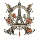 Eiffel tower as letter M tattoo design idea