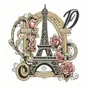 Eiffel tower as letter M tattoo design idea