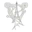 Eiffel tower as letter M tattoo design idea