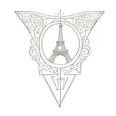 Eiffel tower as letter M tattoo design idea