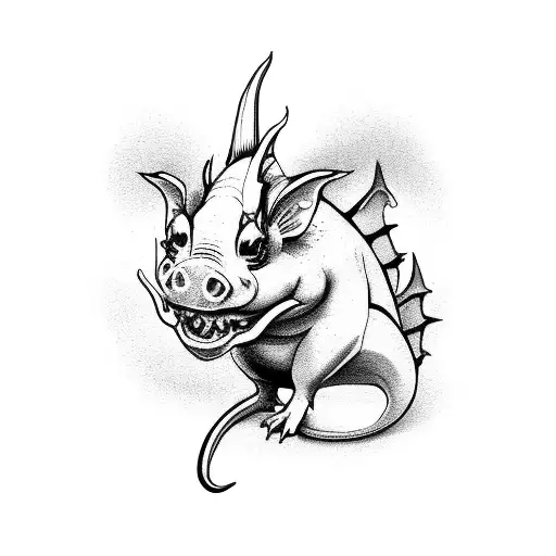 dragon mouse pig cow rabbit tattoo design idea