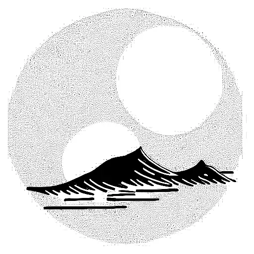 ocean, mountains, moon, gemini star sign tattoo design idea