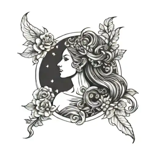 Virgo goddess holding tattoo design idea