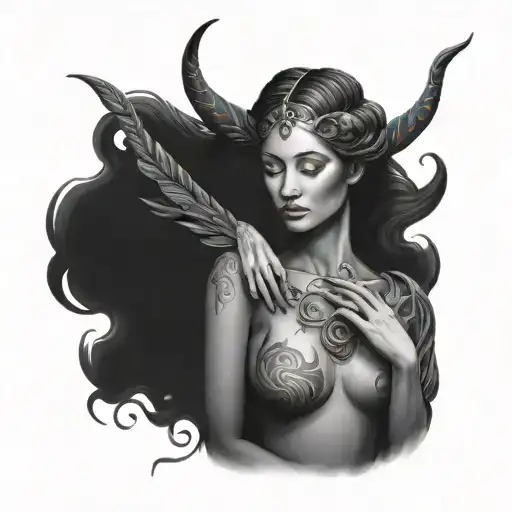 Virgo goddess holding tattoo design idea
