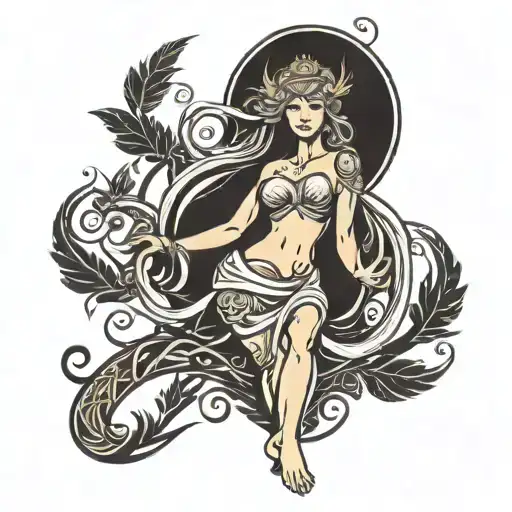 Virgo goddess holding tattoo design idea