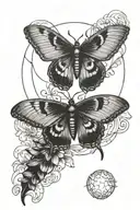 moon and Moth tattoo design idea
