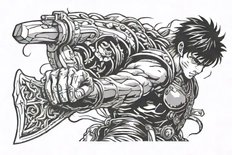 guts holding sword tattoo design idea